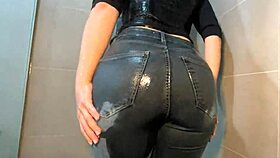wet jeans hug perfect sexy ass in teasing fetish play