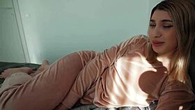 Blonde teen in panties plays truth or dare bent over doggystyle