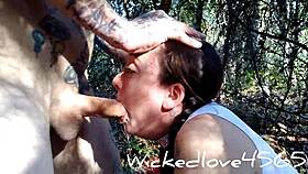 Pigtails teen chokes on monster cock in rough outdoor facefuck