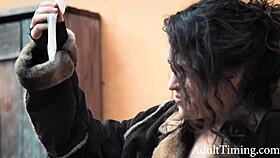 Homeless dumpster diver blackmails him into rough face fucking and condom creampie becoming wife