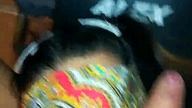 Tied up girlfriend sucks big cock while watching kinky videos