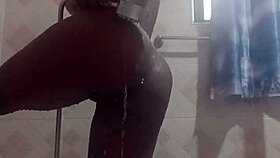 crazy bitch 😜 showers with huge dildos masturbating before monster cocks wreck her anally 💦