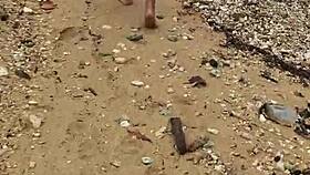 i love watching my sexy asian wife's big tits bounce nude on beach