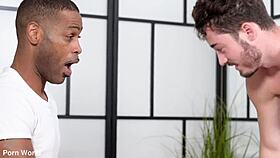 Brunette Candie Luciani Lures Masseurs For Oiled Interracial DP Threesome!