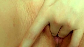 her juicy pink pussy lips drip wet as she rubs clit to shuddering closeup orgasm