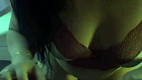 Brazilian brunette wife flashes natural tits and sucks wildly