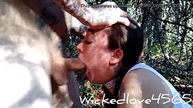 Pigtails teen chokes on monster cock in rough outdoor facefuck