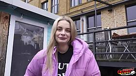 german scout chats up big saggy titted nurse naomi for casting fuck