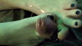 oiled feet sliding over cock for my first slippery footjob