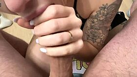 Insatiable blonde queen's closeup blowjob cumshot return