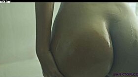 sanktor's oiled skinny asian maid teases orgasm in shower