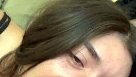 giving girlfriend full sloppy sofa blowjob experience