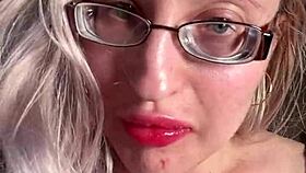 she breaks you completely with her glasses and lipstick findom jerk instructions