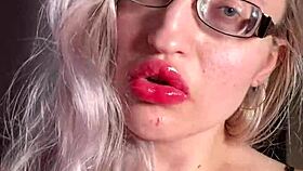 she breaks you completely with her glasses and lipstick findom jerk instructions