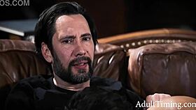 Homeless dumpster diver blackmails him into rough face fucking and condom creampie becoming wife