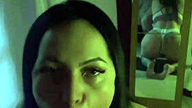 Brazilian brunette wife flashes natural tits and sucks wildly