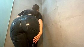 wet jeans hug perfect sexy ass in teasing fetish play