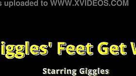 Giggles' petite feet get dirty sandy beach tease