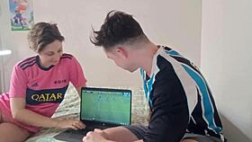 frustrated after soccer loss, she wins bet and devours my throbbing cock eagerly