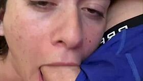 giving girlfriend full sloppy sofa blowjob experience