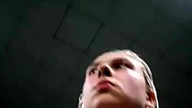 hey watch this horny gym beauty finger pussy and squirt on bench