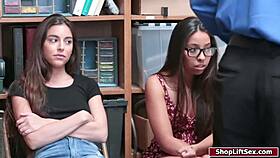 Petite teens bent over and fucked deep by arresting officer for theft