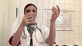 Petite Military Nurse with Big Natural Bouncing Boobs Seduces Patient for Rough Exam Fuck
