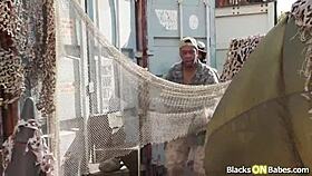 petite blonde euro takes double penetration from two monster black cocks outdoors