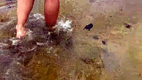 i love watching my sexy asian wife's big tits bounce nude on beach