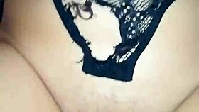 Tied up girlfriend sucks big cock while watching kinky videos