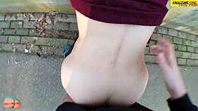 he fucks cute young student hard outdoors in public pov view