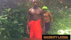 Hot ebony teen gets BBC pounding by river in public outdoor frenzy