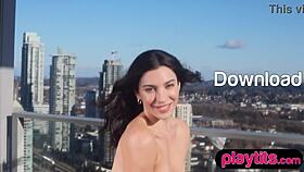 BABY GREEK MILF FLASHES SEXY ASS AND PERKY TITS OUTDOORS