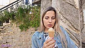 vibrator buzzes deep in my pussy on our romantic walk