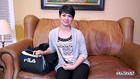 petite brunette jae scott bent over doggystyle pussy pounded deep with interracial cumshot facial