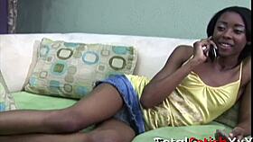 a sexy black brazilian babe slim invites hung guy over for intense pussy pounding on her tight shaved hole