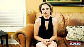 Curvy brunette coed Nikki P rims juicy cock deep before riding it hard