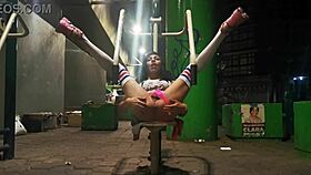 hot skinny latina tranny flashes her miniskirt tanga in public