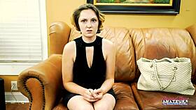 Curvy brunette coed Nikki P rims juicy cock deep before riding it hard