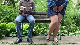 lustful chubby milf flashes pantyhose pussy on street