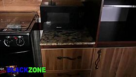 Bold kitchen sex with sexy ebony babe tastes so good again