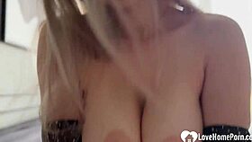 Homemade voyeur films curvy blonde's huge tits bouncing as fat cock drills her juicy wet cunt rough