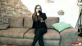 german scout picks up tiny glasses student emily for rough casting fuck