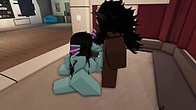 Roblox condo rocks with two characters in FFM big dick action