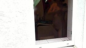 Sexy Milf Wife Showers Outdoors In Public Nudity Teasing Neighbor With Wet Pussy And Big Ass Handjob