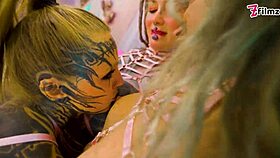 dude, these three inked punk goths get totally wrecked by two guys in a wild hardcore orgy with deepthroats and facials