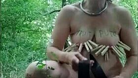 French Slave Bound Humiliated Doggystyle in Forest