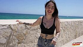 german scout picks up inked latina melania dark for raw casting fuck on holiday