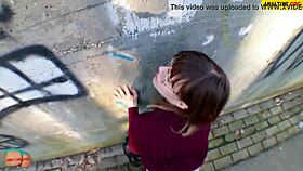 he fucks cute young student hard outdoors in public pov view