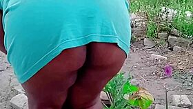 caught busty latina neighbor watering plants with no panties outdoors